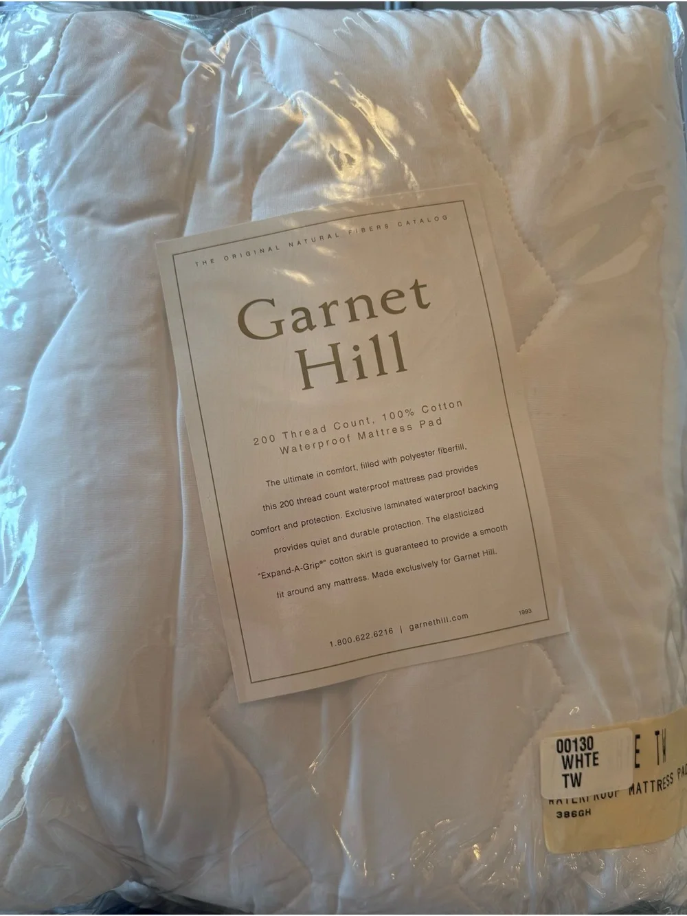 Garnet Hill Twin White Quilted Waterproof Mattress Pad